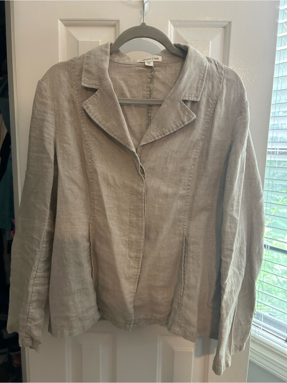 Casual Linen Blend Women's Jacket - Taupe - Coldwater Creek